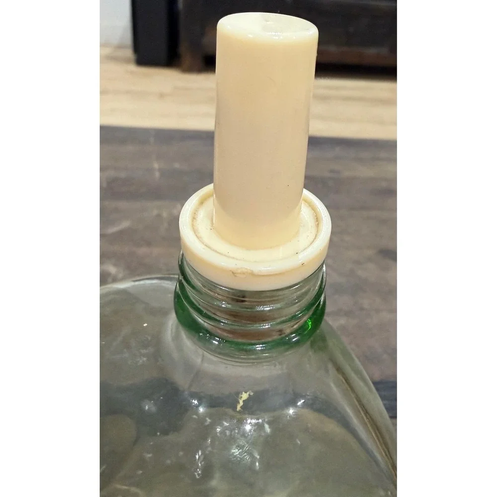 Vintage Hand Blown Green Glass Decanter Asymmetric Slumped Bottle with Pourer
